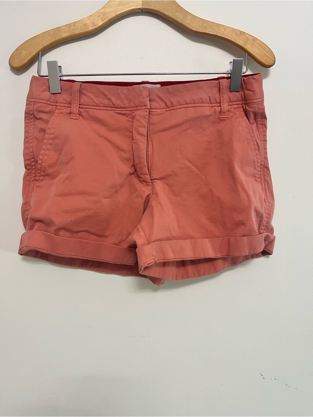 Caslon Coral Chino Roll-Cuff Shorts